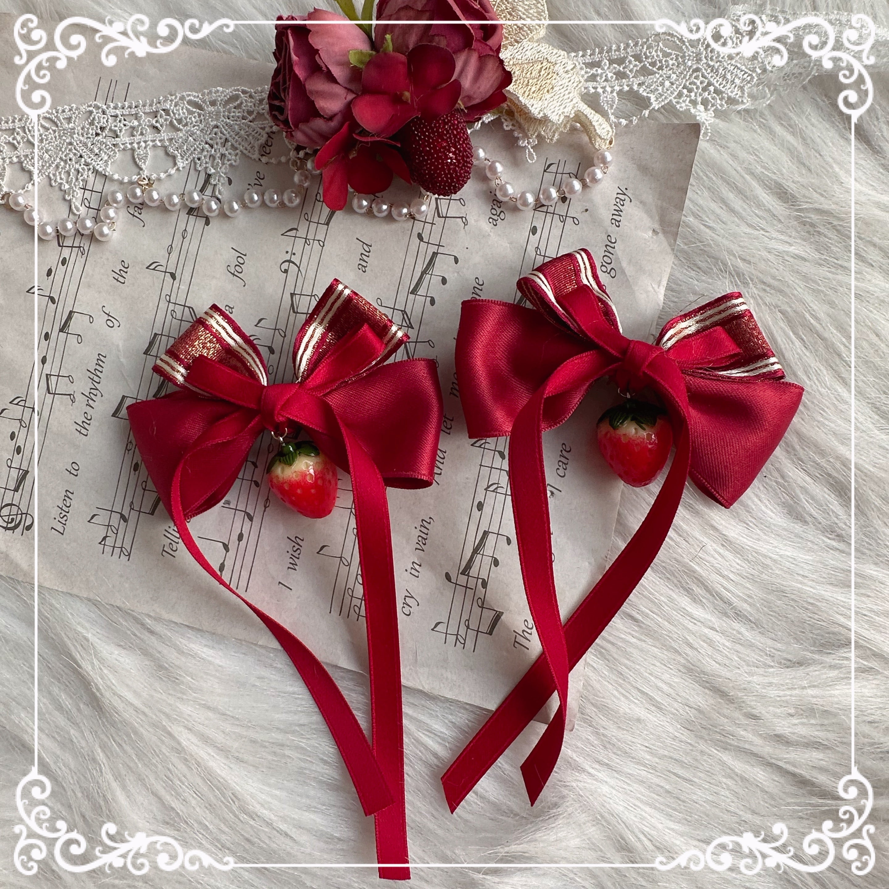 Chestnut Lolita~Country Lolita Hand-made Headdress Accessory a strawberry clip 12010:138144