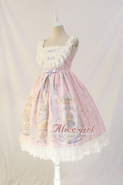 Alice Girl~Angel Book~Lace Bow Sweet Lolita Jumper Dress S pink 