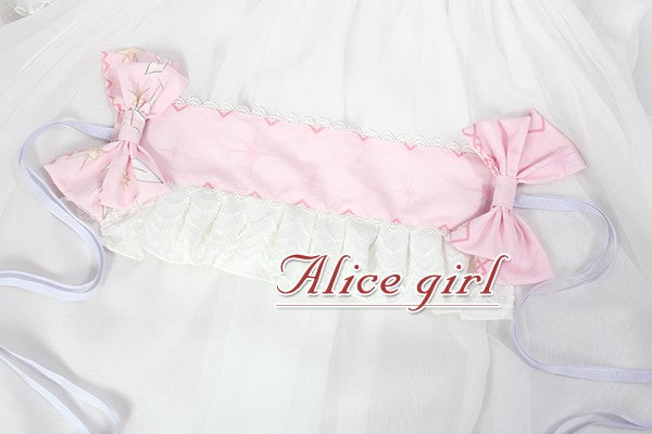 Alice Girl~Multicolors Hairband~Angel Print Lolita Bow with Lace free size pink 