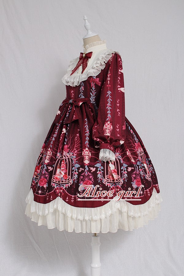 Alice Girl~Printed Sweet Lolita Dress~Dream in Cage OP Dress   