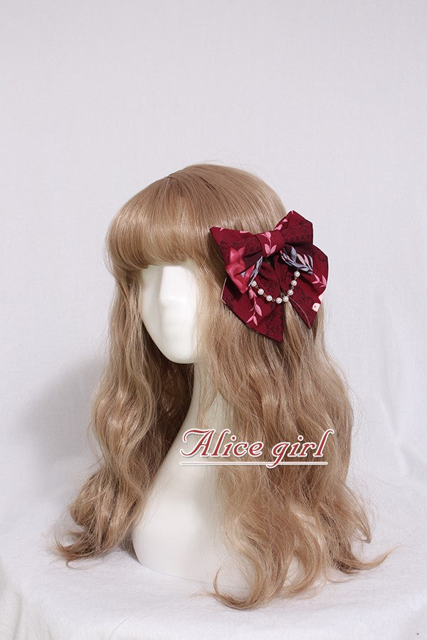 ALice Girl~Dream in Cage~Lolita Bow hairclip free size wine red 