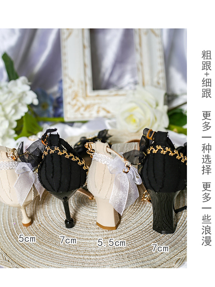 Hexagram～Miss Furla～French Lolita Elegant High Heels 33 ivory thick heels (5.5cm) 