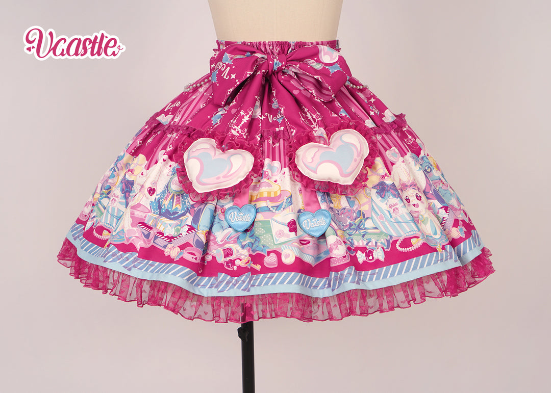 (Buyforme)Vcastle~Maiden's Treasure~Sweet Lolita Salopette and SK S dark pink SK (L M S) 14026:185050