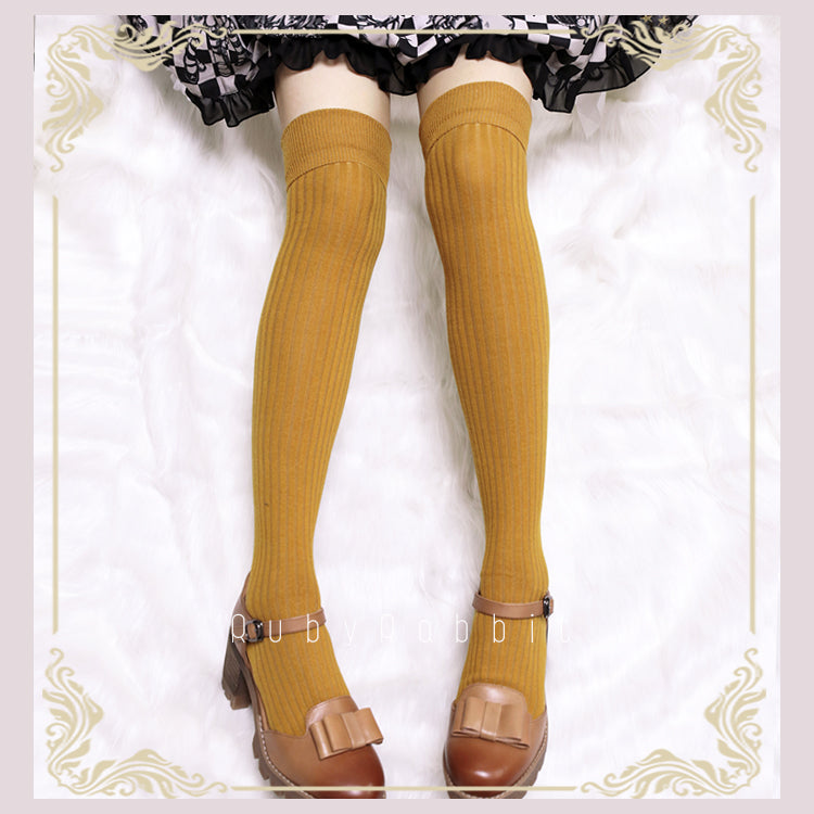 Ruby Rabbit - Pure Color Knee Stockings Multicolors One Size Ginger