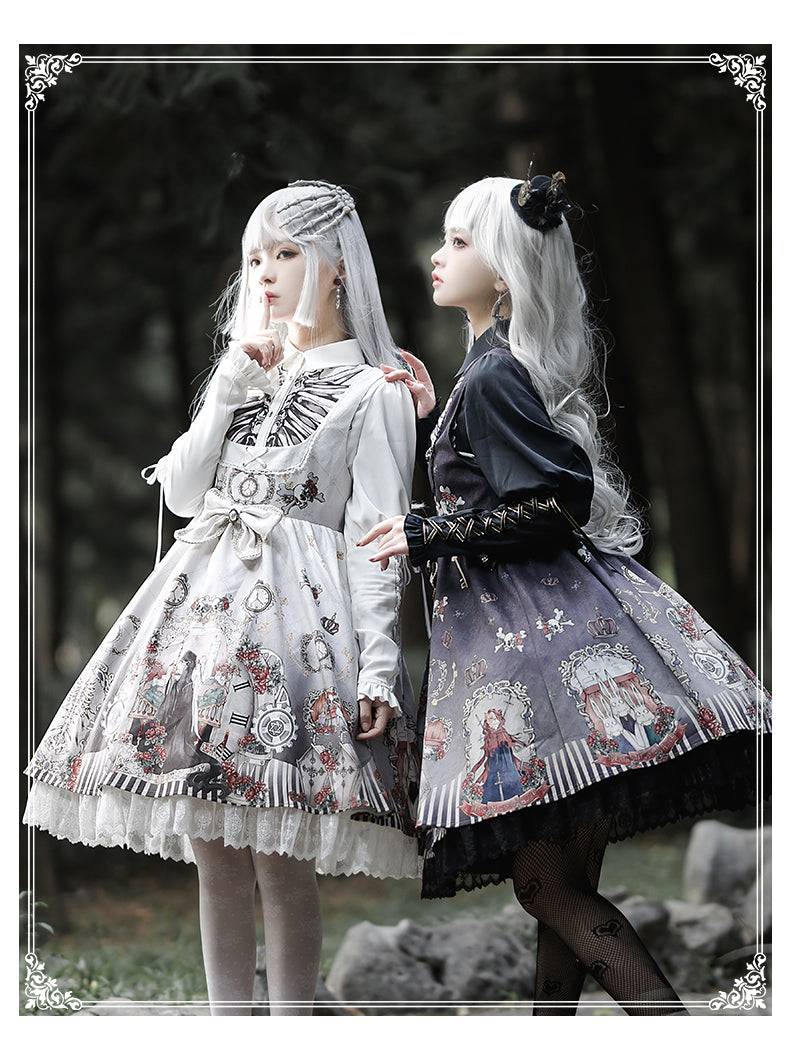 YingLuoFu~Black Fairytale~Gothic Twins Lolita JSK   