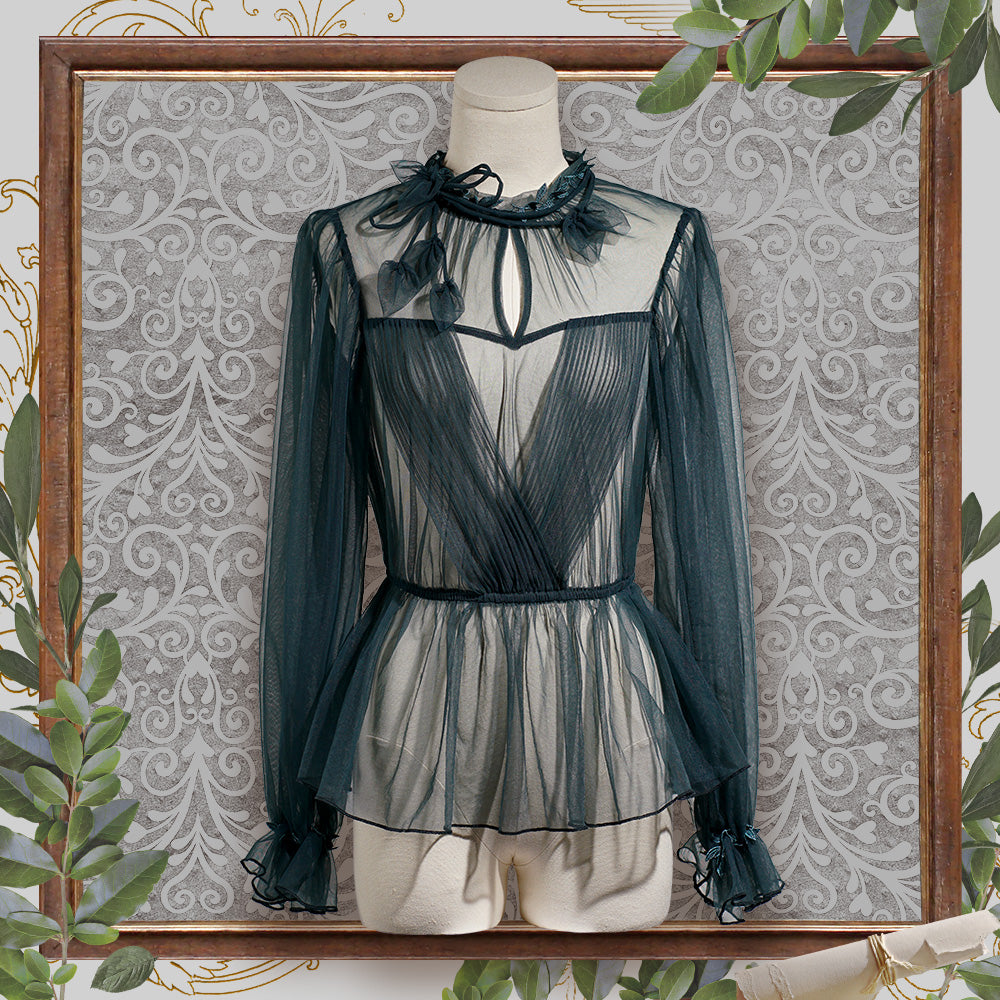 (Buy for me) FunCcino~Dense Forest Corridor~Elegant Lolita Blouse and Cape free size green shirt 