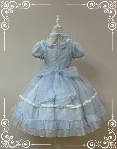 Little Bear~Mini Puff-Sleeve OP Dress with Organza   