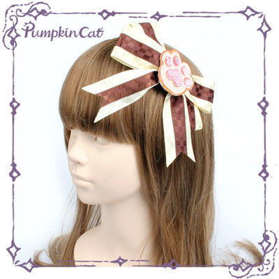 Pumpkin Cat~Chocolate Cookies~Lolita Accessories free size cream white clip 