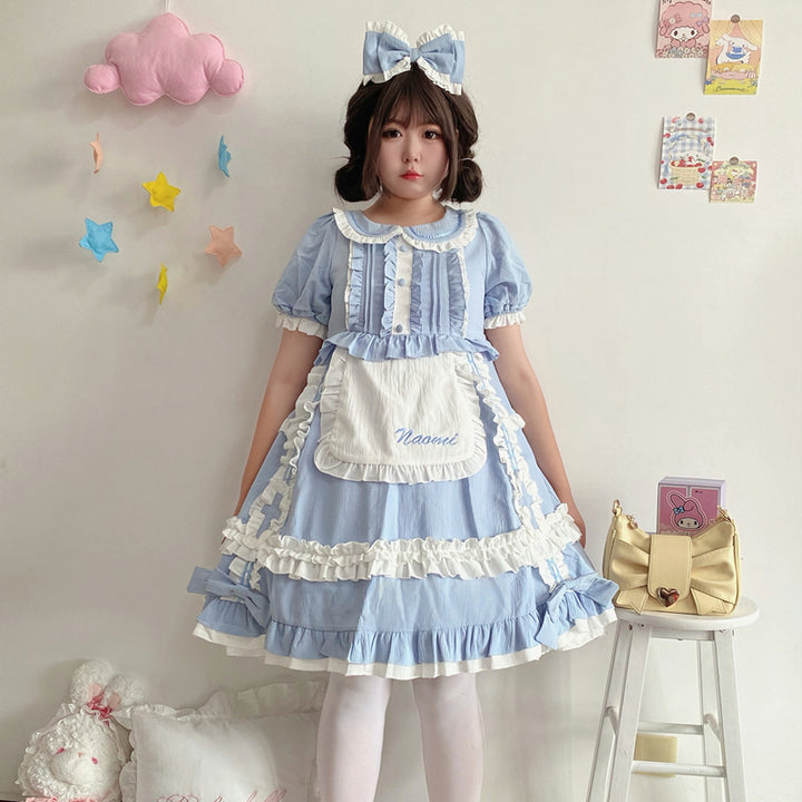 (Buyforme)Niu Niu~Plus Size Lolita Nurse Summer OP Dress M blue 