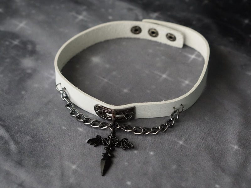 Gothic Lolita Cross Leather Choker – 42Lolita