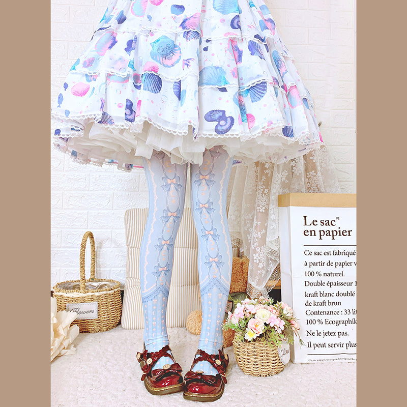 Roji roji - Kawaii 120D Velvet Lolita Tights Multicolors One Size Sax color
