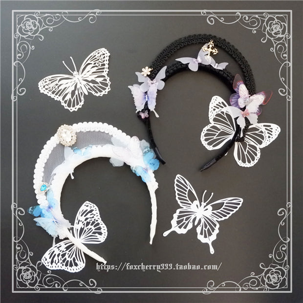 Fox Cherry - Gothic Lolita Butterfly Vintage Gauze Headdress