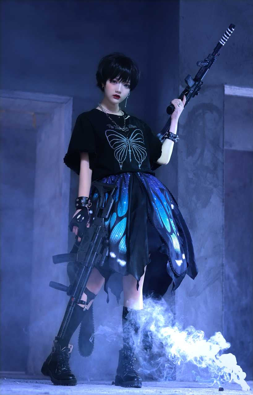Star Fantasy - The Butterfly Effect Lace-up Punk Skirt Set