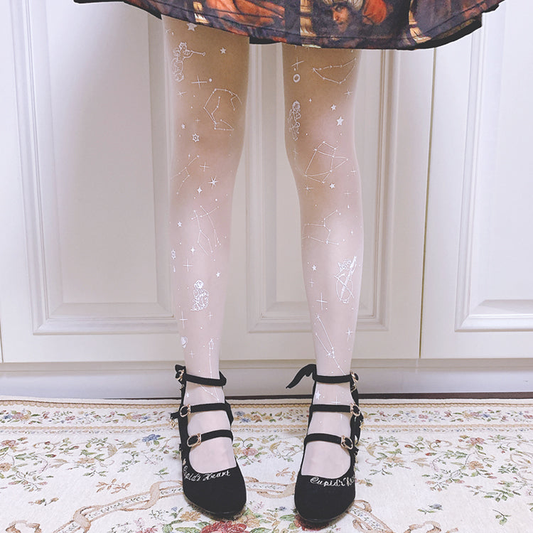 Ruby Rabbit - 20D Velvelt Lolita Tights Collection One Size (Suitable for height 59.1"-70.9") angel constellation white
