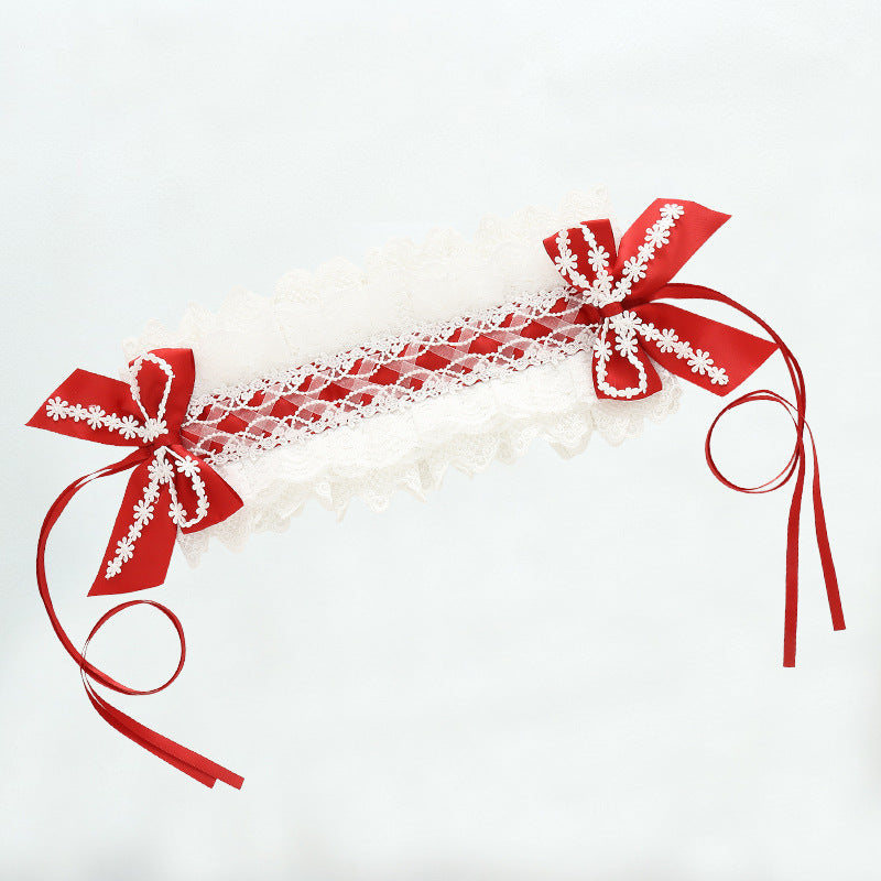 Sweet Kid Lolita Lace Hair Band wine red（double laces）