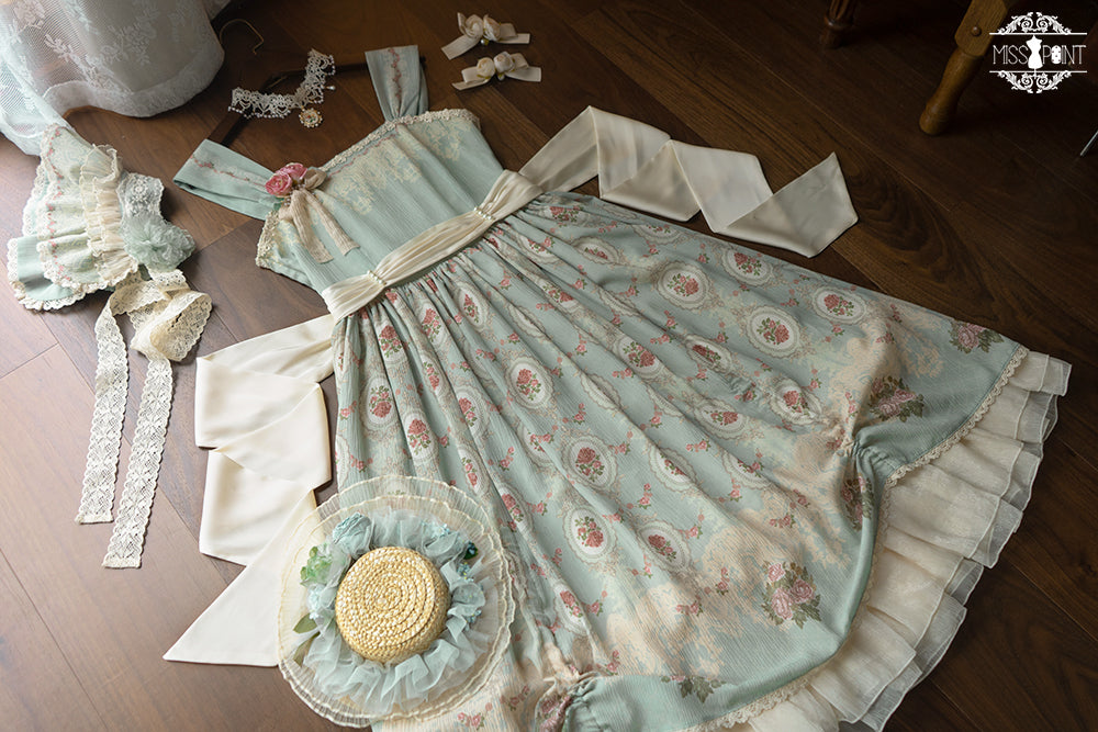 Miss Point~Elegant Flower Wall Lolita JSK Dress XS light blue 
