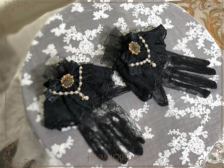 HinanaQueena~Lace Journey~Elegant Lace Lolita Gloves free size black 