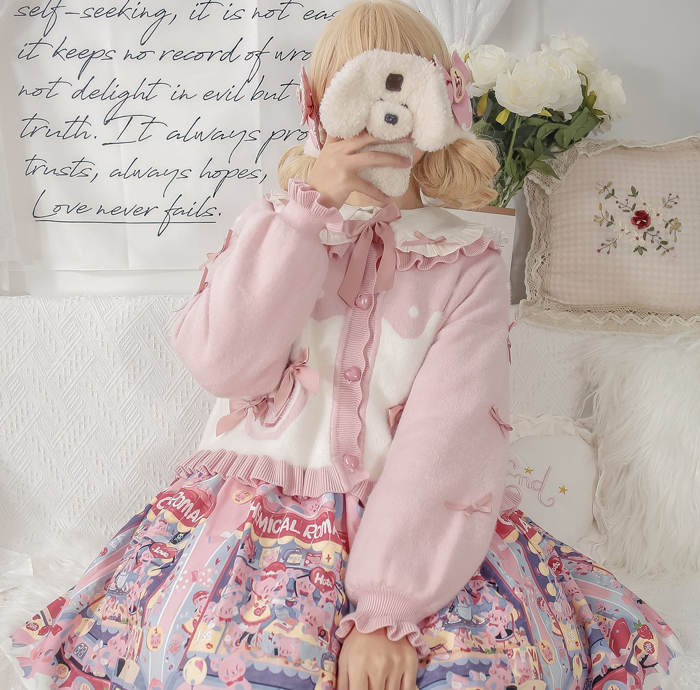 MIST~Beating Heart~Sweet Lolita Thick Sweater Coat Puff Sleeve 9908:114984