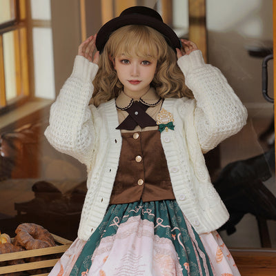Miss Point~Little Becca~Twist Stick Knitted Lolita Sweater Cardigan free size beige 