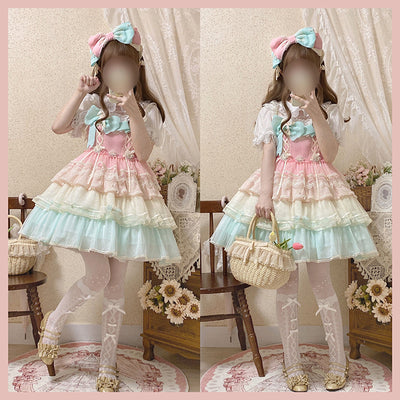 (BuyForMe) Alice Girl~Rainbow Tiered Sweet Lolita JSK Dress   