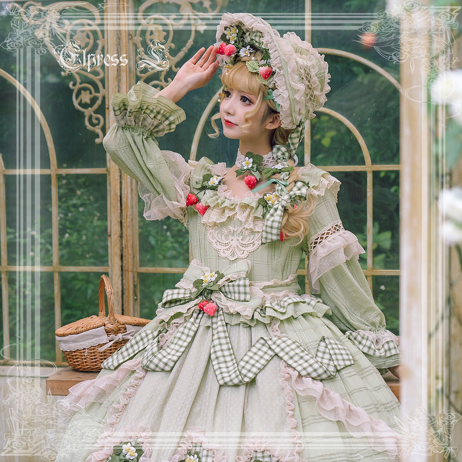 Elpress L - Peach Fragrance - Country Lolita Multicolors Strawberry Lolita OP Dress