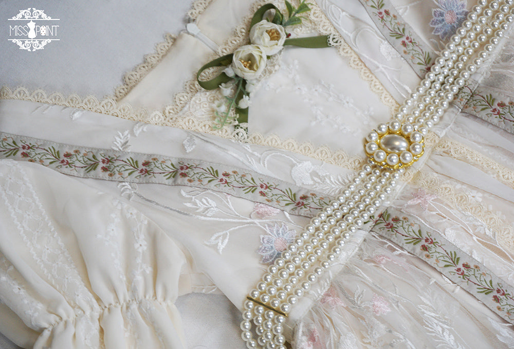 Miss Point~Multicolors Lolita Accessory Brooch Hat Pearl Belt pearl belt  