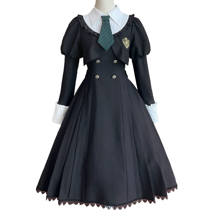 Alice Girl~Greene College~Preppy Style Fake Two-piece Lolita OP   