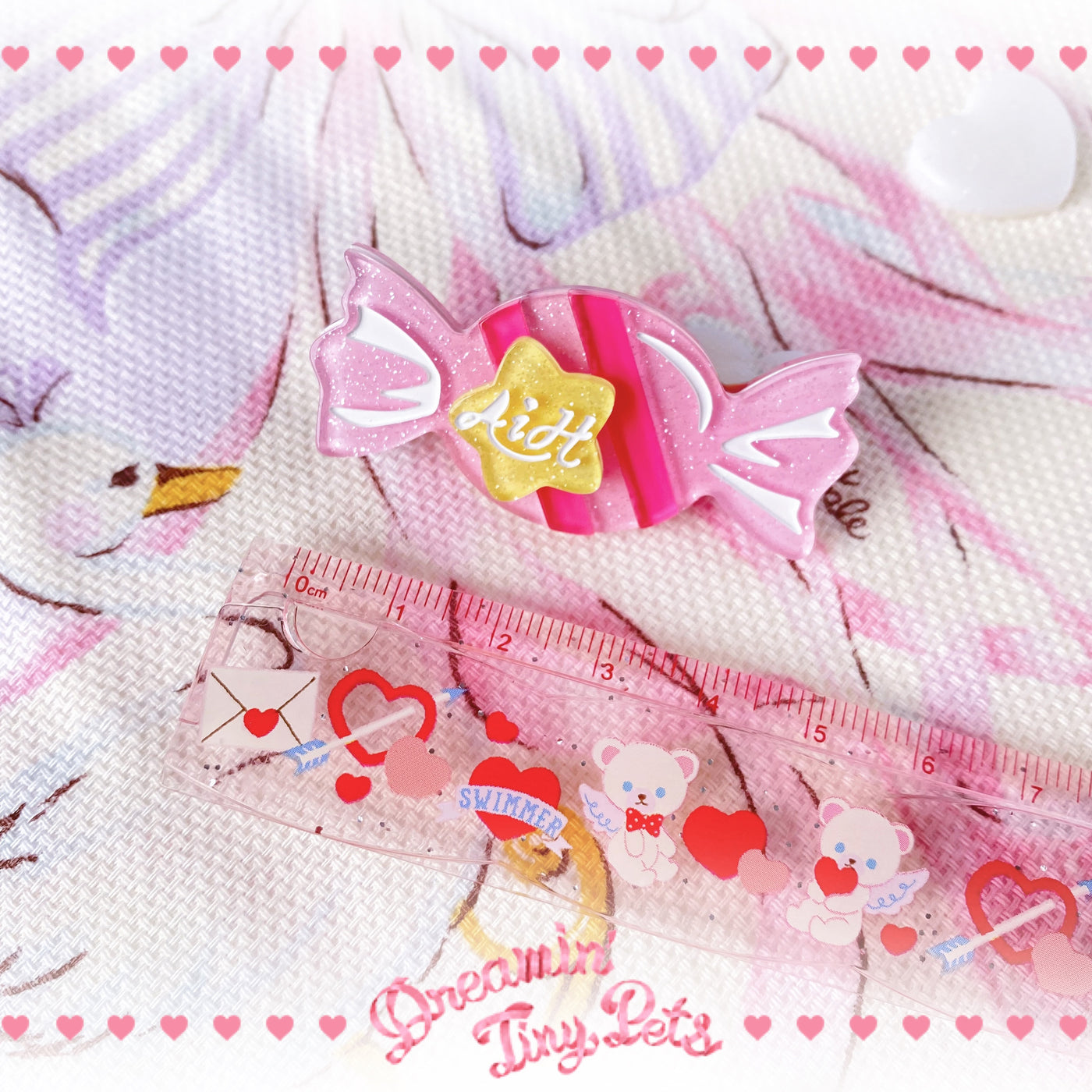 (Buyforme) Halloween Alice~Rainbow Candy~Sweet Lolita Ring Hairclip pink candy hairclip  