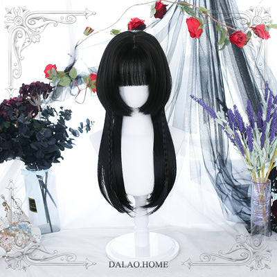Dalao Home~Lolita Cute 60cm Straight Wig Multicolors free size natural black(7-1) 