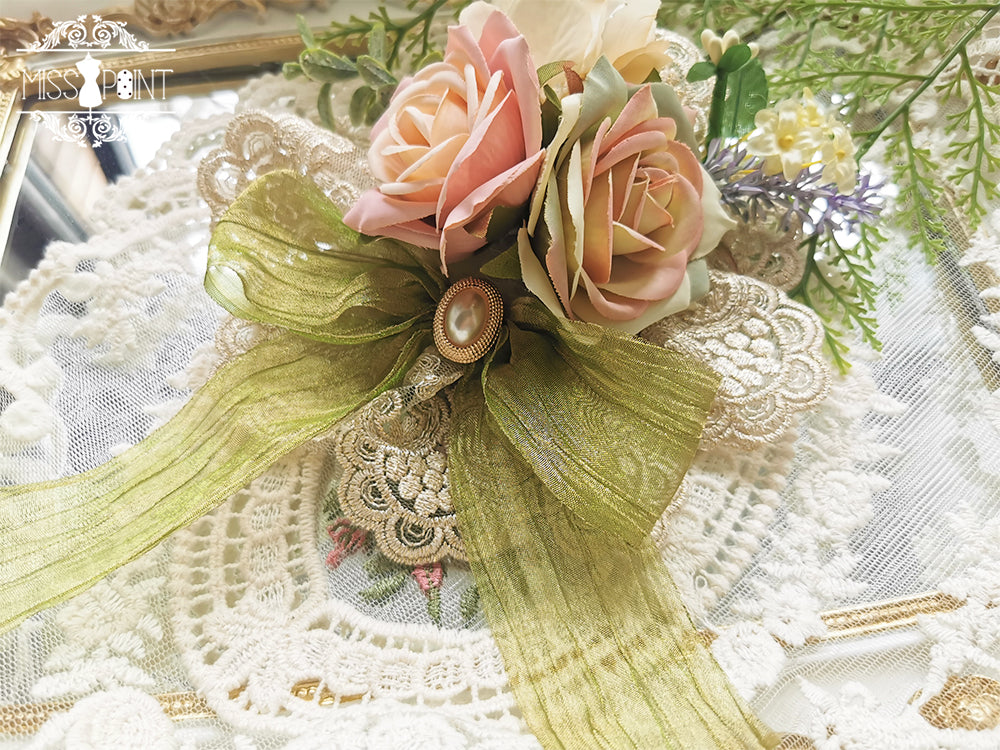 Miss Point - The Sally Gardens - Elegant Lolita Lace Choker and Brooch dual use large floral corsage