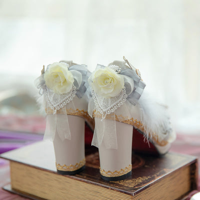 One Night ~ Wedding Lolita Light Grey High Heels   
