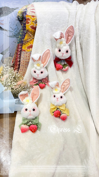 Elpress L~Strawberry Rabbit Lolita BNT Cuffs Choker   