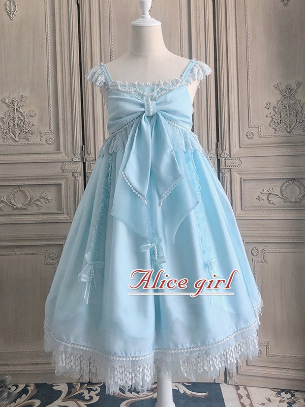 Alice Girl~Sea Girl~Sweet Lolita Jumper Dress Bow JSK S blue 