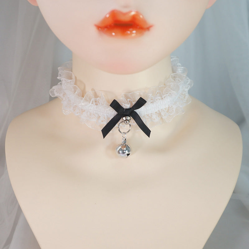 MaoJiang Handmade - Kawaii Lolita Lace and Bell Choker black
