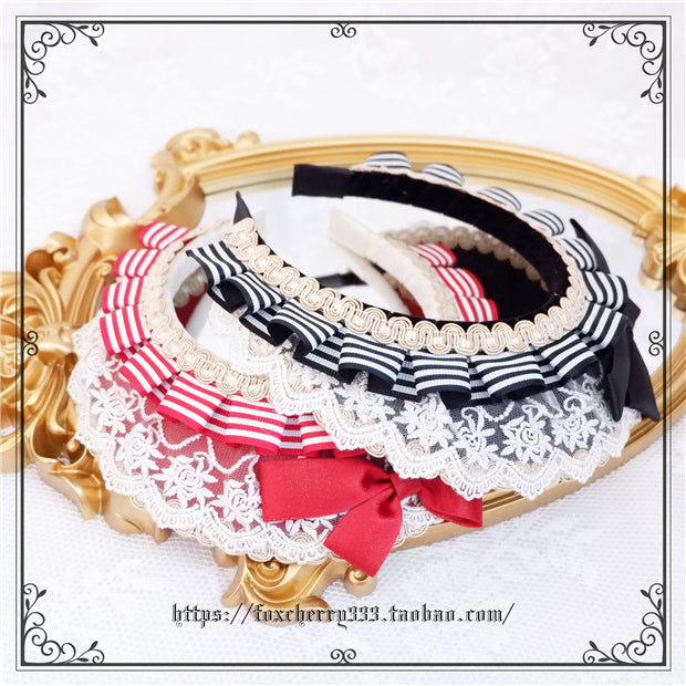 Foxcherry-Sweet Lolita Striped Maid Headdress Multicolors   