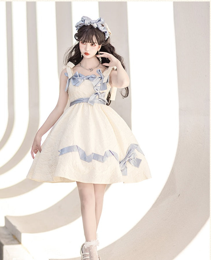 With Puji~Sweet Lolita Ribbon Jumper Dress   