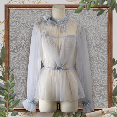 (Buy for me) FunCcino~Dense Forest Corridor~Elegant Lolita Blouse and Cape free size blue shirt 
