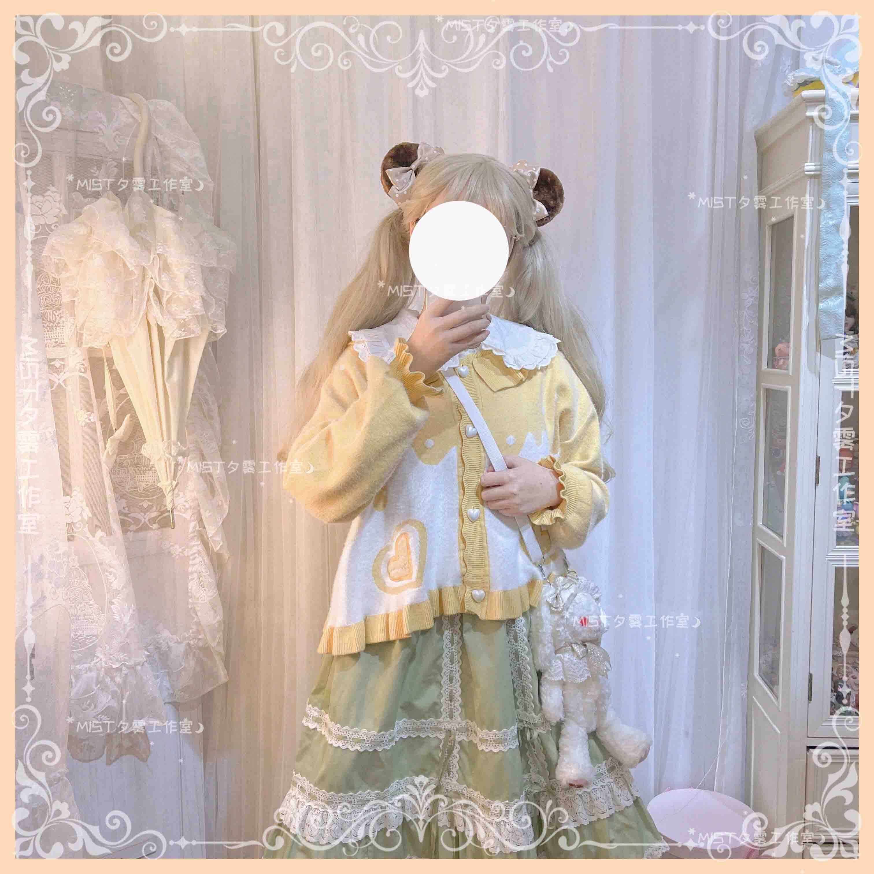 MIST~Beating Heart~Sweet Lolita Thick Sweater Coat Puff Sleeve