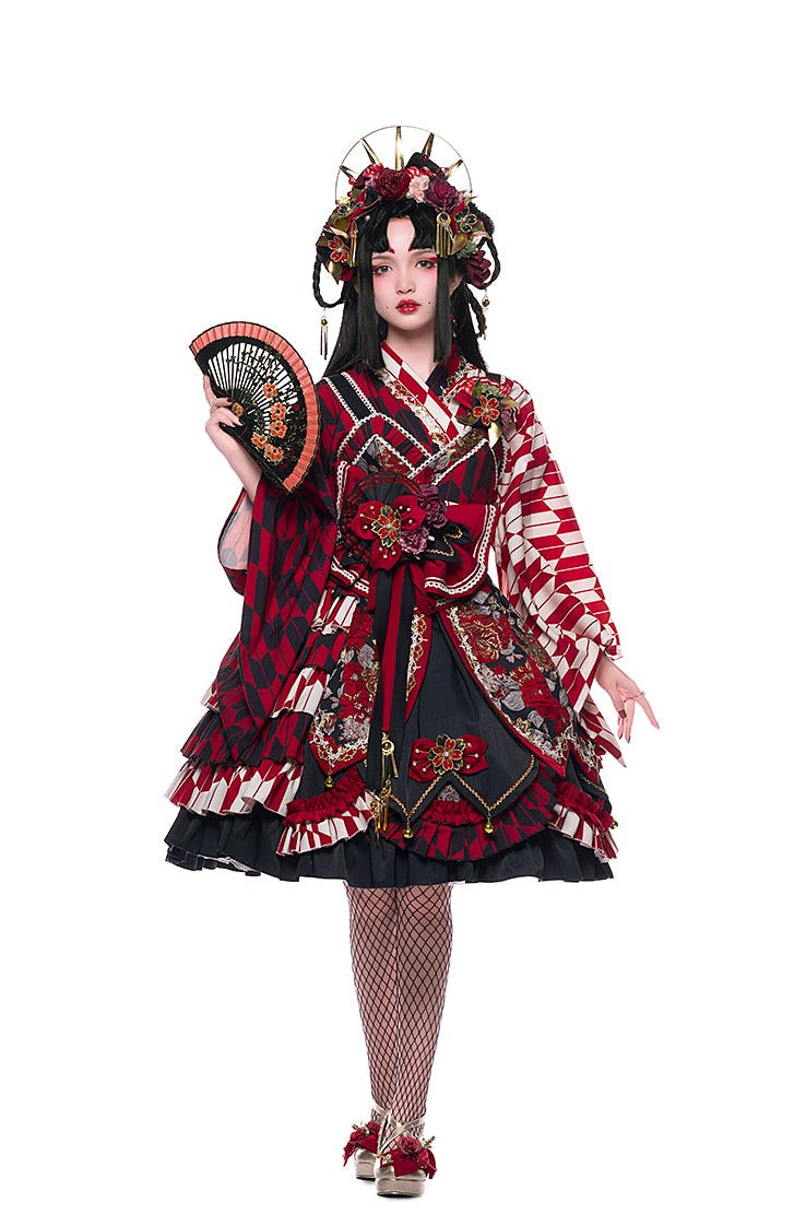Youruipai - Japanese Wa Lolita Tea Party Red Dress 2370:38037