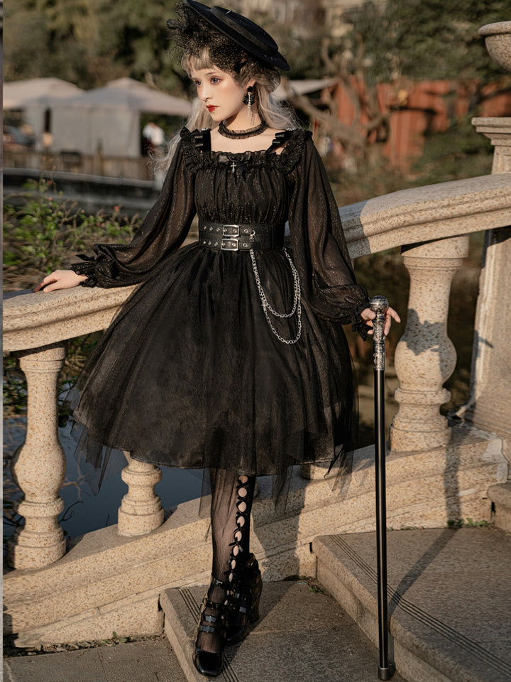 Your Princess~Gothic Lolita High Waist Black Dress   