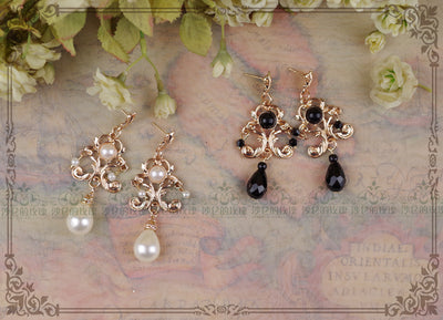 Rose of Sharon~French Lolita Baroque Vintage Pearl Earrings   