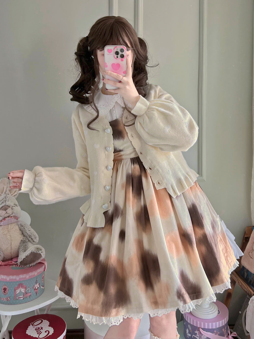 MIST~Little Heart~Sweet Lolita Thick Cardigan Sweater Coat   