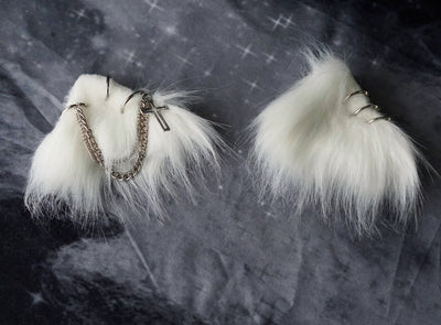 Strange Sugar~Gothic Lolita Handmade Headdress white alloy cat ear hairpin  