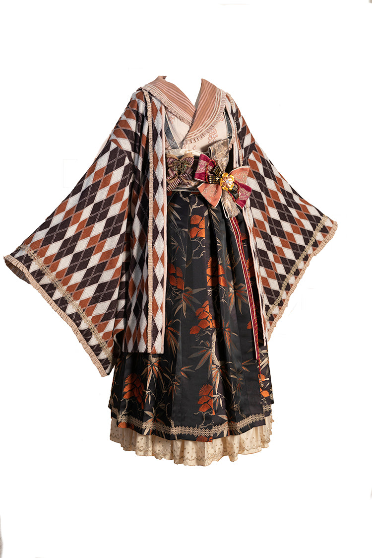 Fantastic Wind~Maple and Pine~Taisho Sailor Lolita Set S lattice coat 