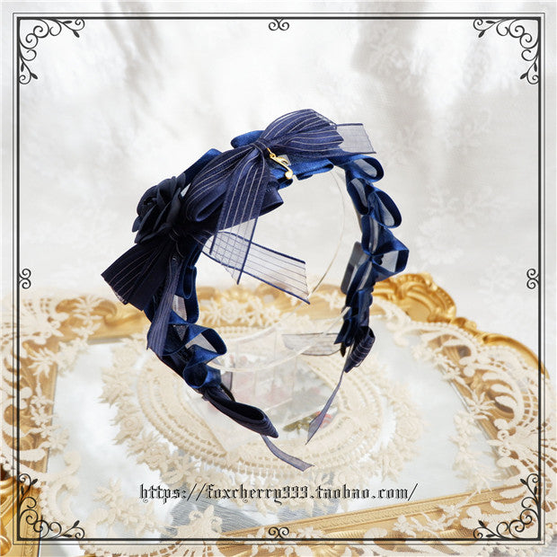 Fox Cherry~Sweet Lolita Bow Hairband Hairclip blue bow hairband  