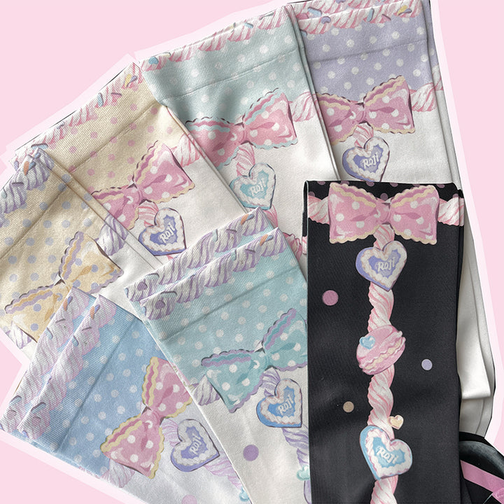 Roji roji~Macaron Printed Lolita Knee Stockings   