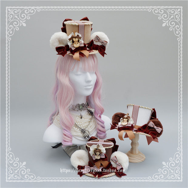 Fox cherry-Super Cute Lolita Bear Ears Top Hat Multicolors