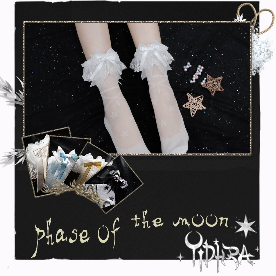 Yidhra~Lolita Bow Flounce Short Socks Multicolors free size white+white bow sliver edge 