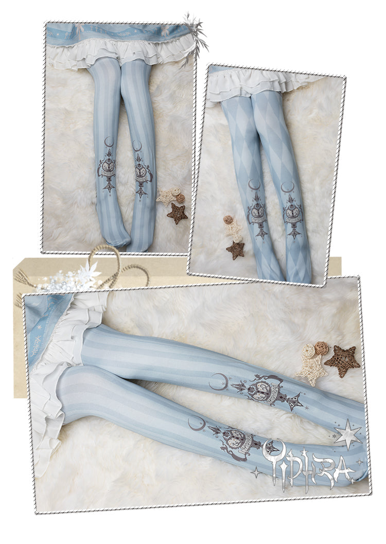 Yidhra~Midnight Circus~Argyle Digital Print Lolita Stockings   