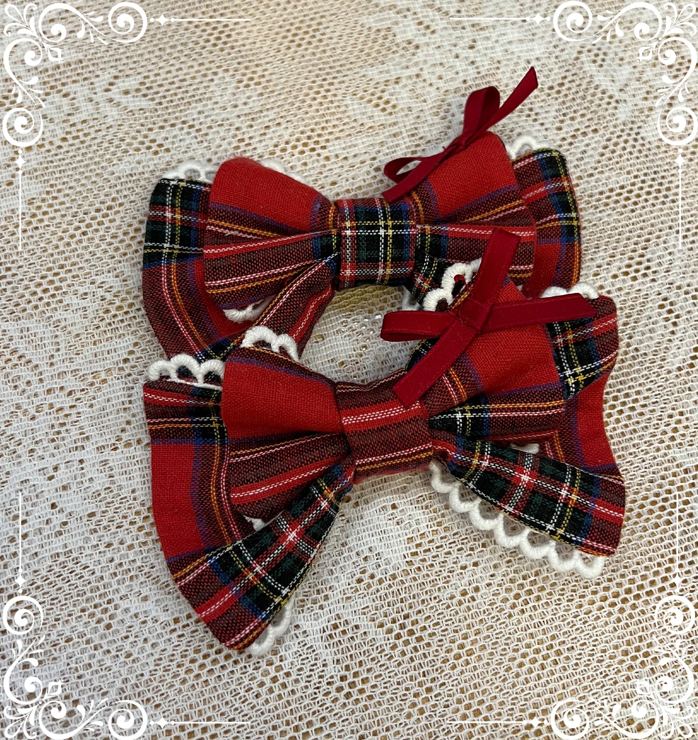 (Buyforme)Little Bear~Sweet Lolita Kawaii Accessories BNT Clips Bloomer red plaid clips (a pair)  